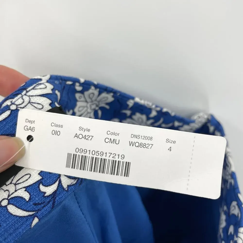 J. Crew Shorts Womens Size 4 Trouser Night Sky Floral Block Print Blue White NWT